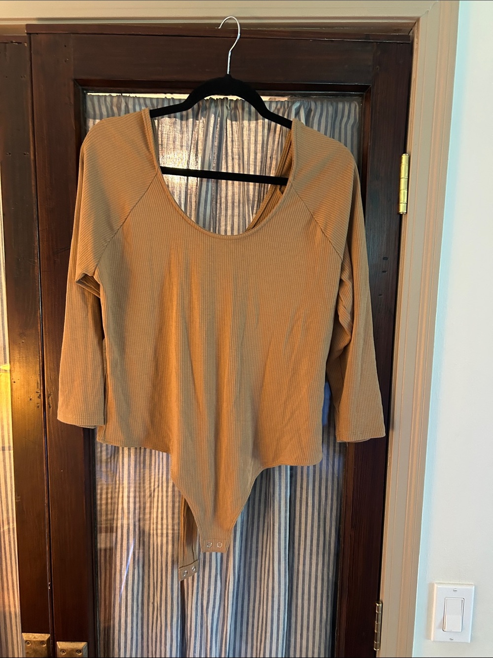 Banana Republic Ribbed Scoop-Neck Bodysuit in Camel